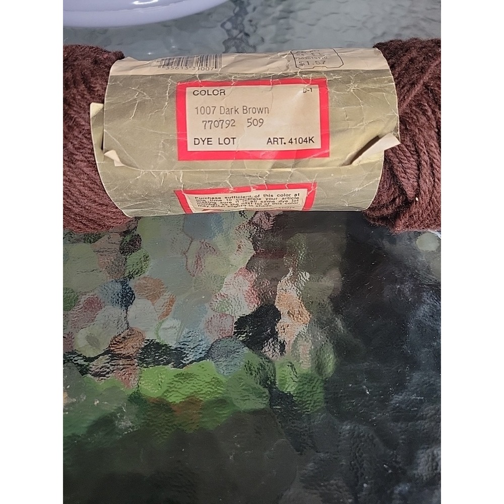Kmart Sayelle Vintage Yarn 1007 Dark Brown 4 Ply Worsted Orlon Acrylic 4oz Skein - Picture 2 of 3